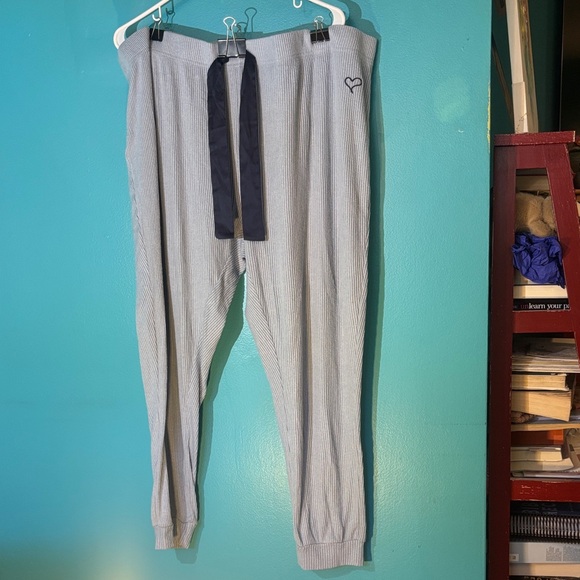 Women’s Light Blue Pajama Pants with Heart Logo - Picture 1 of 9